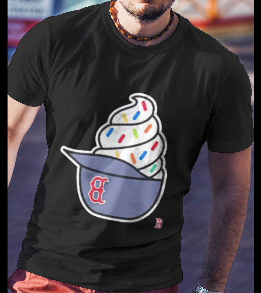 Boston Red Sox Ice Cream Helmet With Sprinkles Baseball Fans T-Shirt
