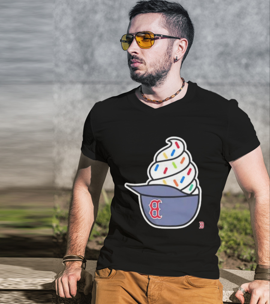 Boston Red Sox Ice Cream Helmet With Sprinkles Baseball Fans T-Shirt
