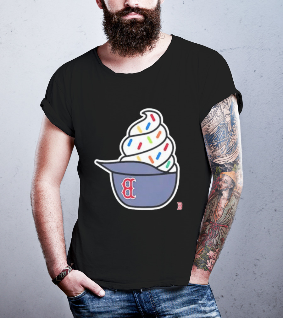 Boston Red Sox Ice Cream Helmet With Sprinkles Baseball Fans T-Shirt