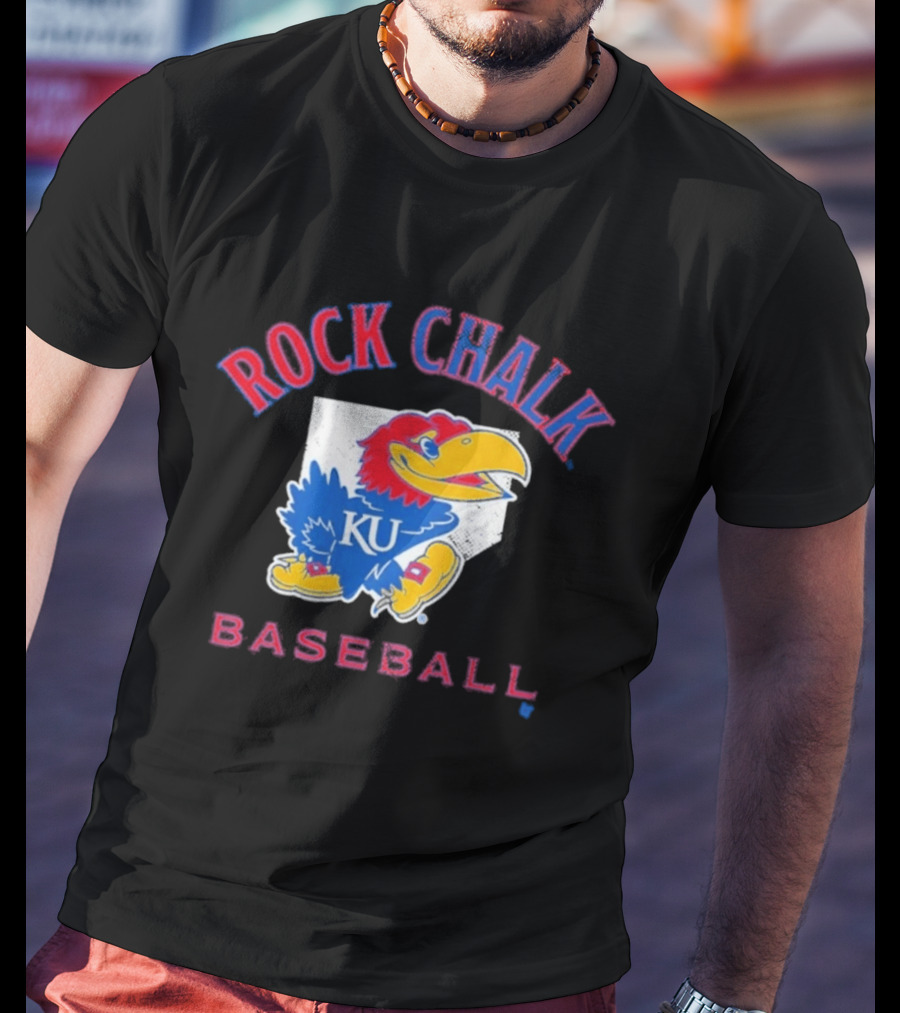 Rock Chalk KU Baseball Jayhawk Home Plate Kansas T-Shirt