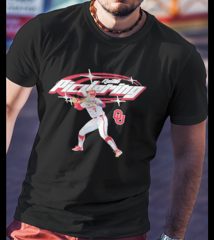 Kasidi Pickering Oklahoma Softball Player Action Sparkle OU T-Shirt