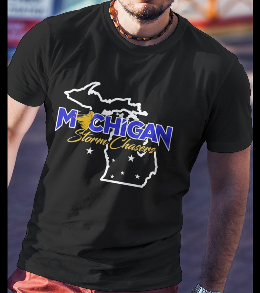 Michigan Storm Chasers Map Tornado Stars T-Shirt