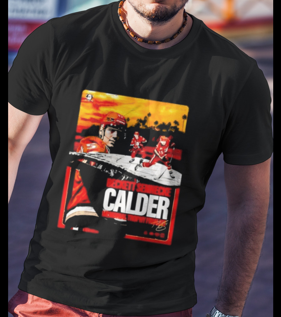 Beckett Sennecke Calder Memorial Trophy Finalist Hockey Player Action Scene T-Shirt