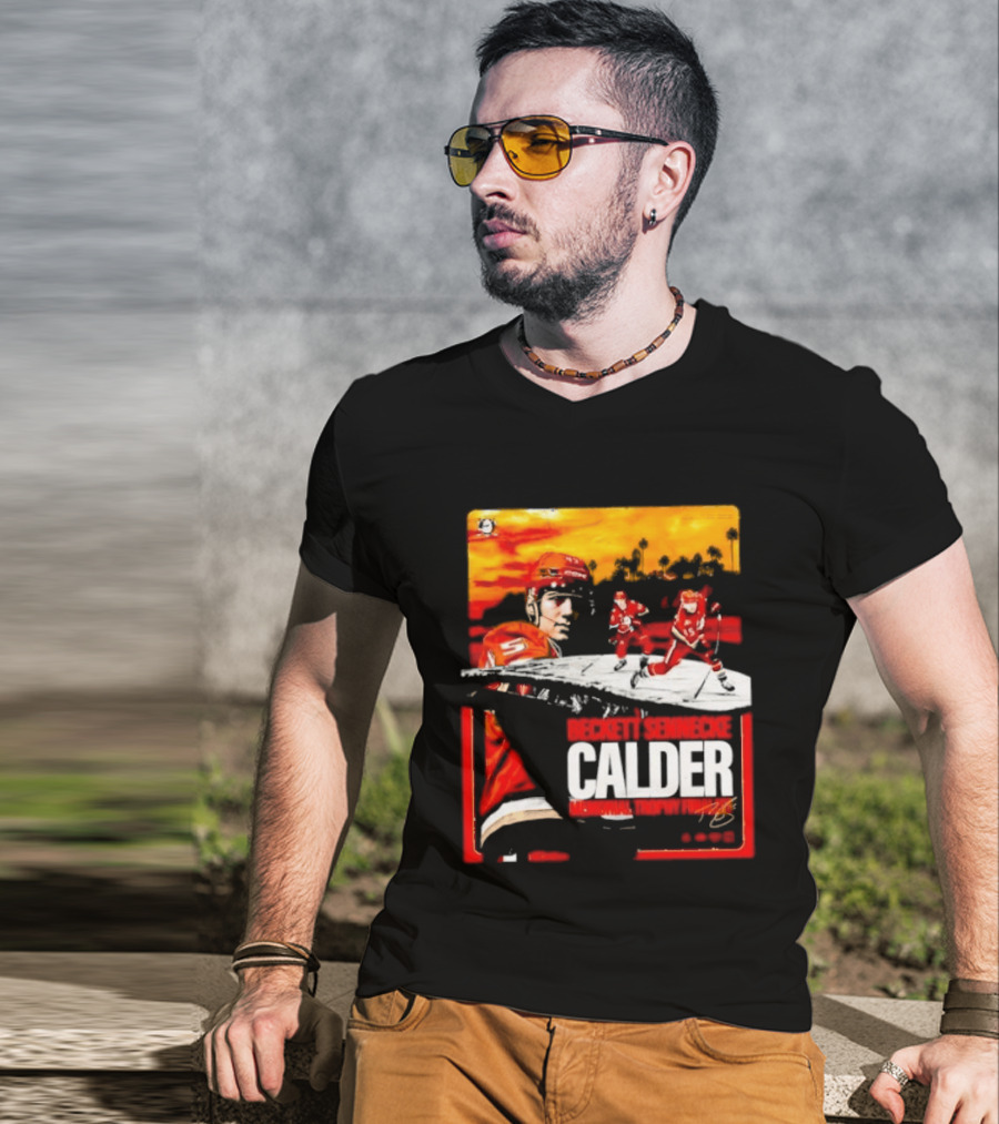 Beckett Sennecke Calder Memorial Trophy Finalist Hockey Player Action Scene T-Shirt