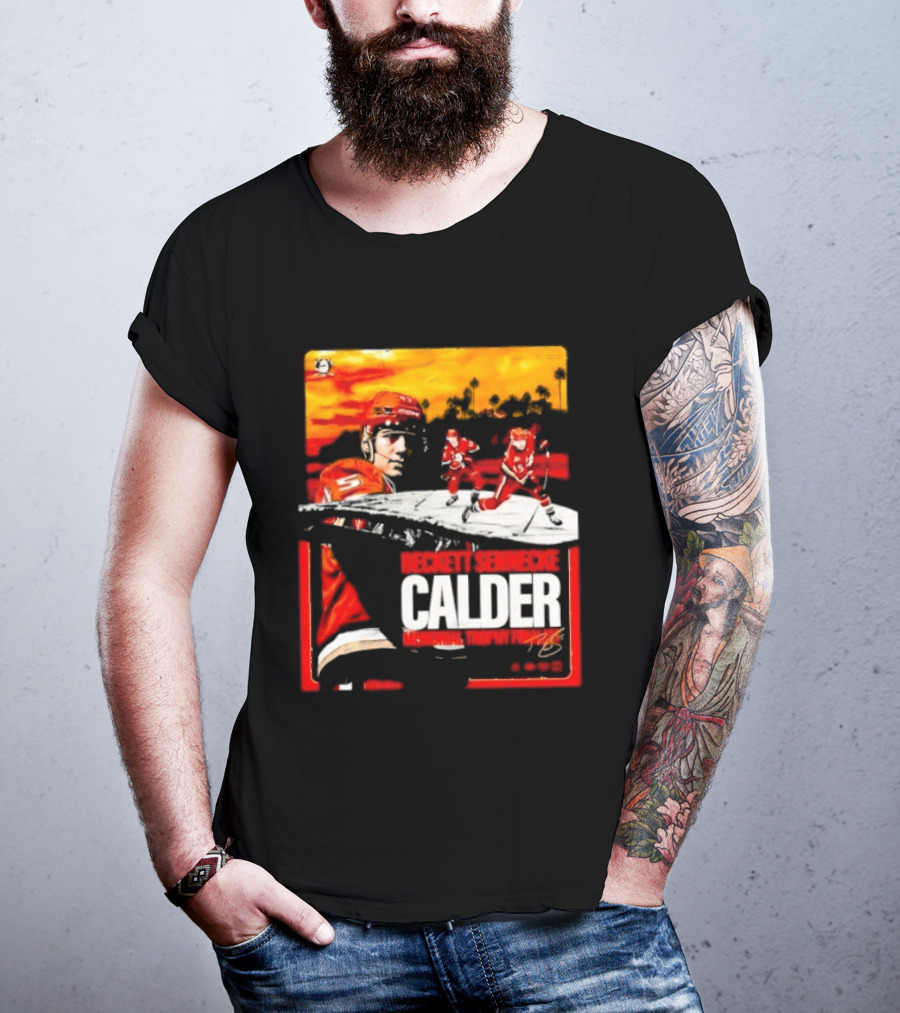 Beckett Sennecke Calder Memorial Trophy Finalist Hockey Player Action Scene T-Shirt