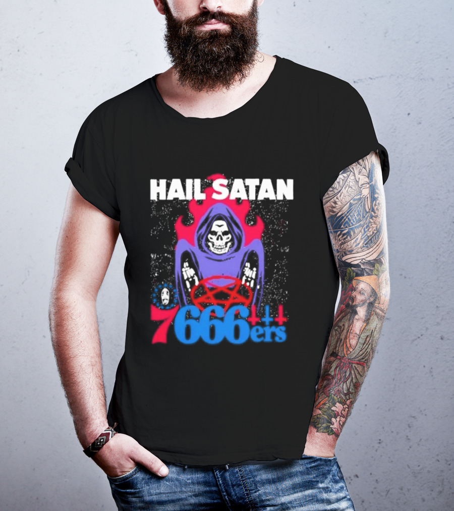Hail Satan 76ers 666 Flame Creature T-Shirt