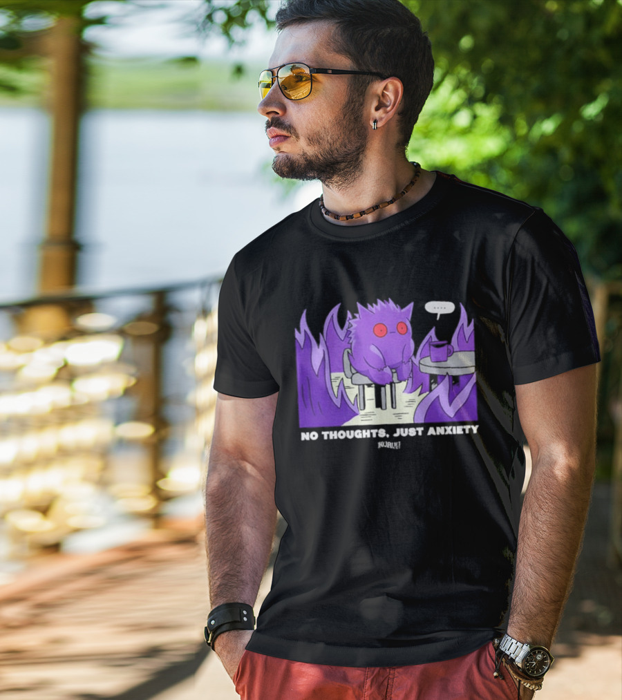 Pokemon Gengar No Thoughts Just Anxiety Purple Flame T-Shirt