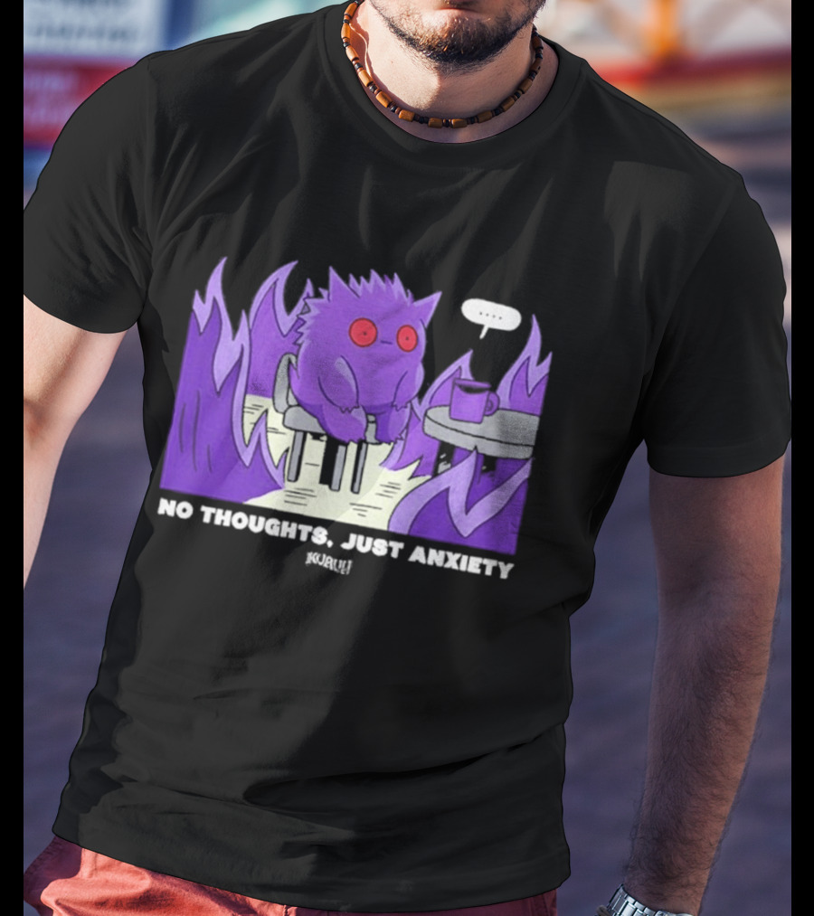 Pokemon Gengar No Thoughts Just Anxiety Purple Flame T-Shirt