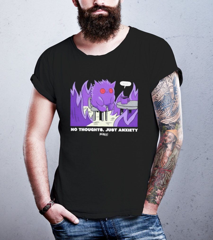 Pokemon Gengar No Thoughts Just Anxiety Purple Flame T-Shirt