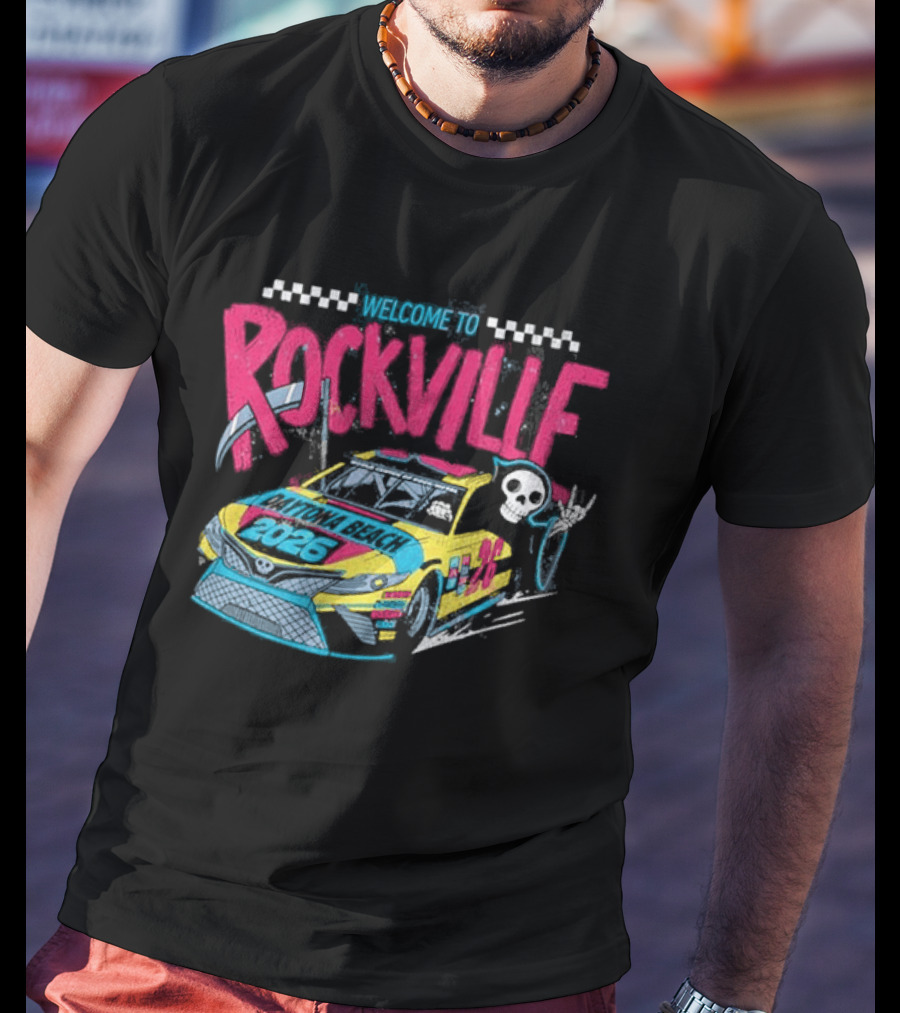 Welcome To Rockville 2026 Daytona Beach Florida Racing Car Devil Horn T-Shirt