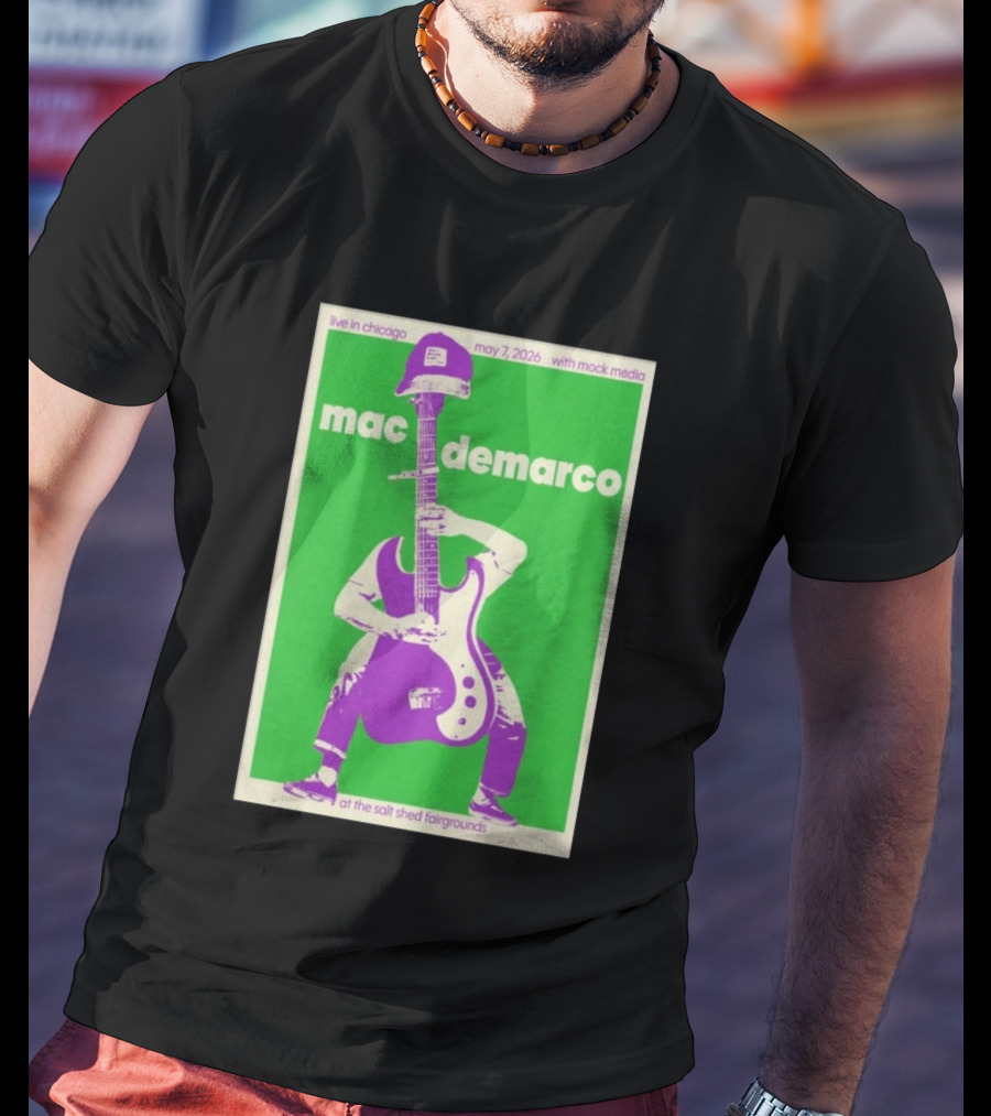 Mac Demarco Live In Chicago May 7 2026 At The Salt Shed Fairgrounds With Mock Media T-Shirt