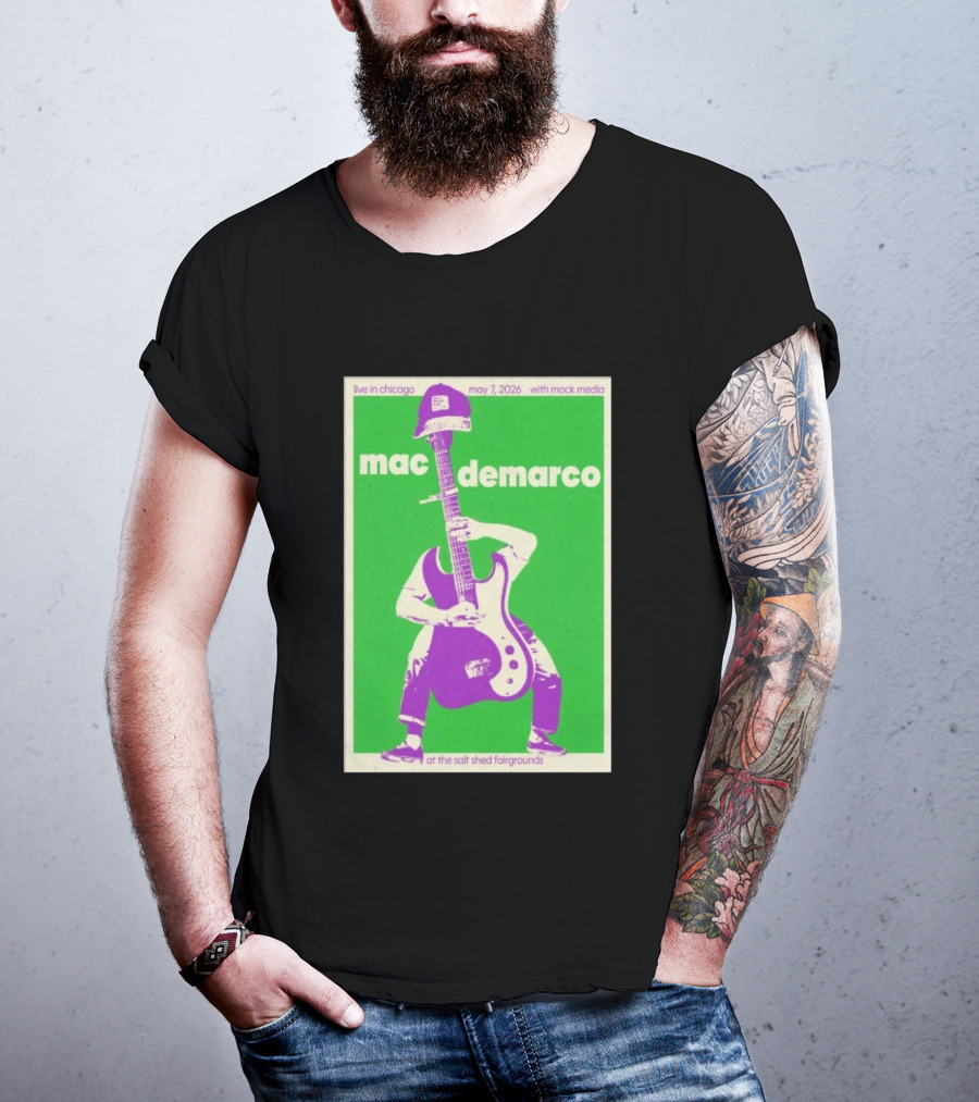 Mac Demarco Live In Chicago May 7 2026 At The Salt Shed Fairgrounds With Mock Media T-Shirt