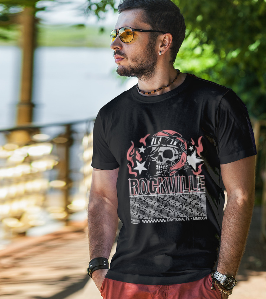 Welcome To Rockville 2026 Daytona Beach Florida Barbed Helmet Skull Lineup T-Shirt