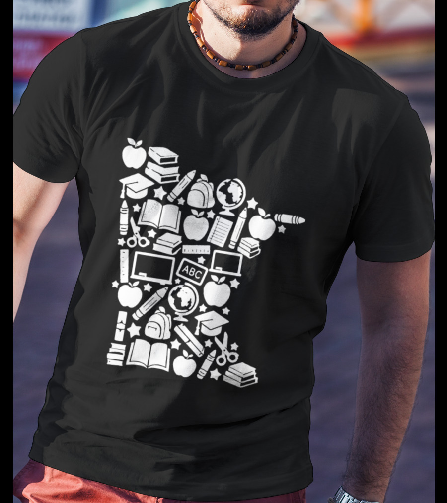 Minnesota Teacher Back To School ABC Books Apples Education State Map T-Shirt