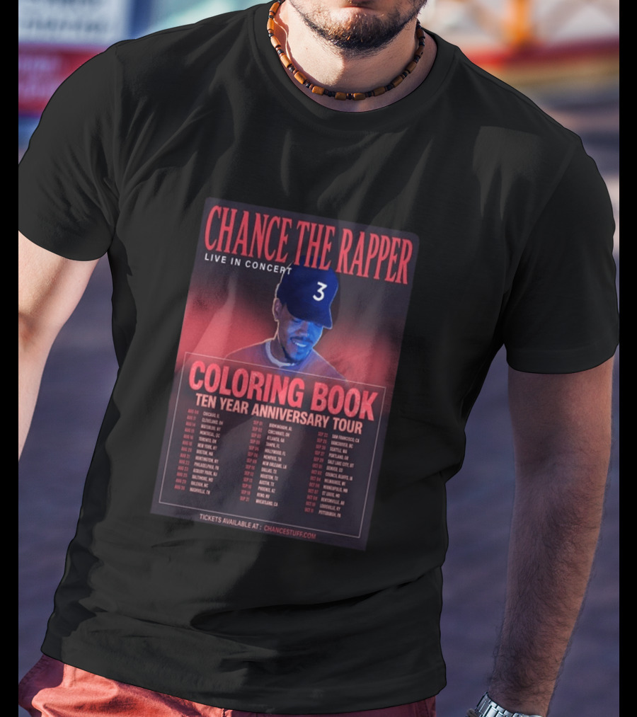 Chance The Rapper Live In Concert Coloring Book Ten Year Anniversary Tour 2026 T-Shirt