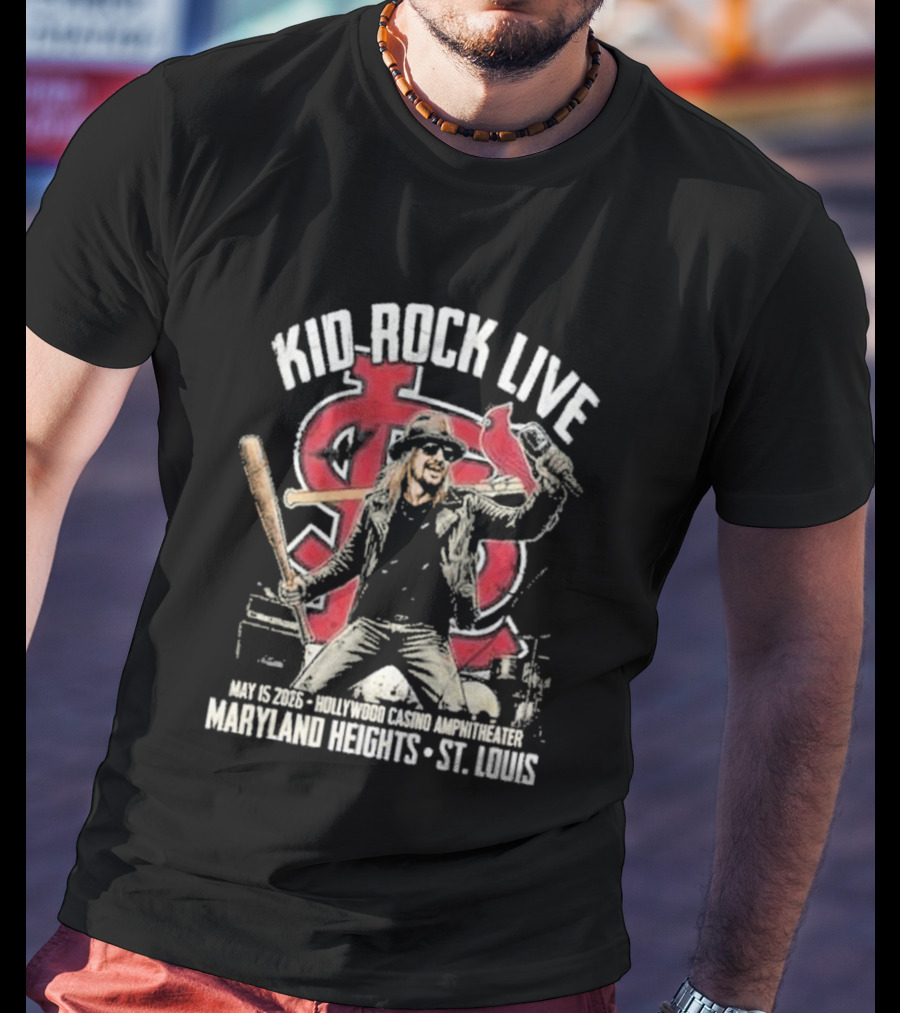 Kid Rock Live May 15 2026 Hollywood Casino Amphitheater St Louis Cardinals Maryland Heights T-Shirt