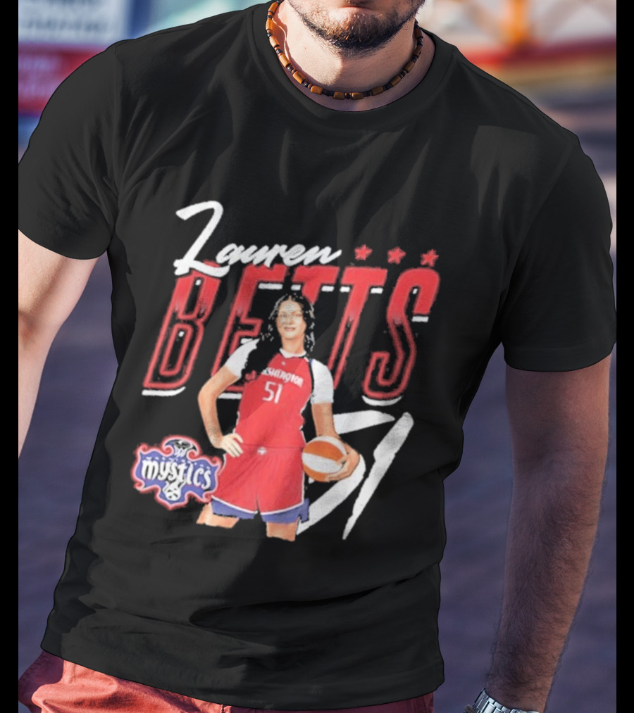Lauren Betts 51 Washington Mystics WNBA Player T-Shirt