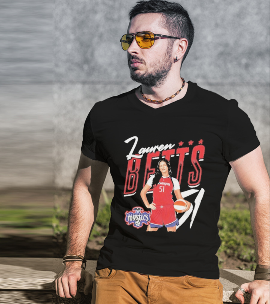 Lauren Betts 51 Washington Mystics WNBA Player T-Shirt