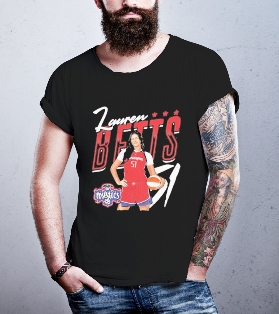 Lauren Betts 51 Washington Mystics WNBA Player T-Shirt