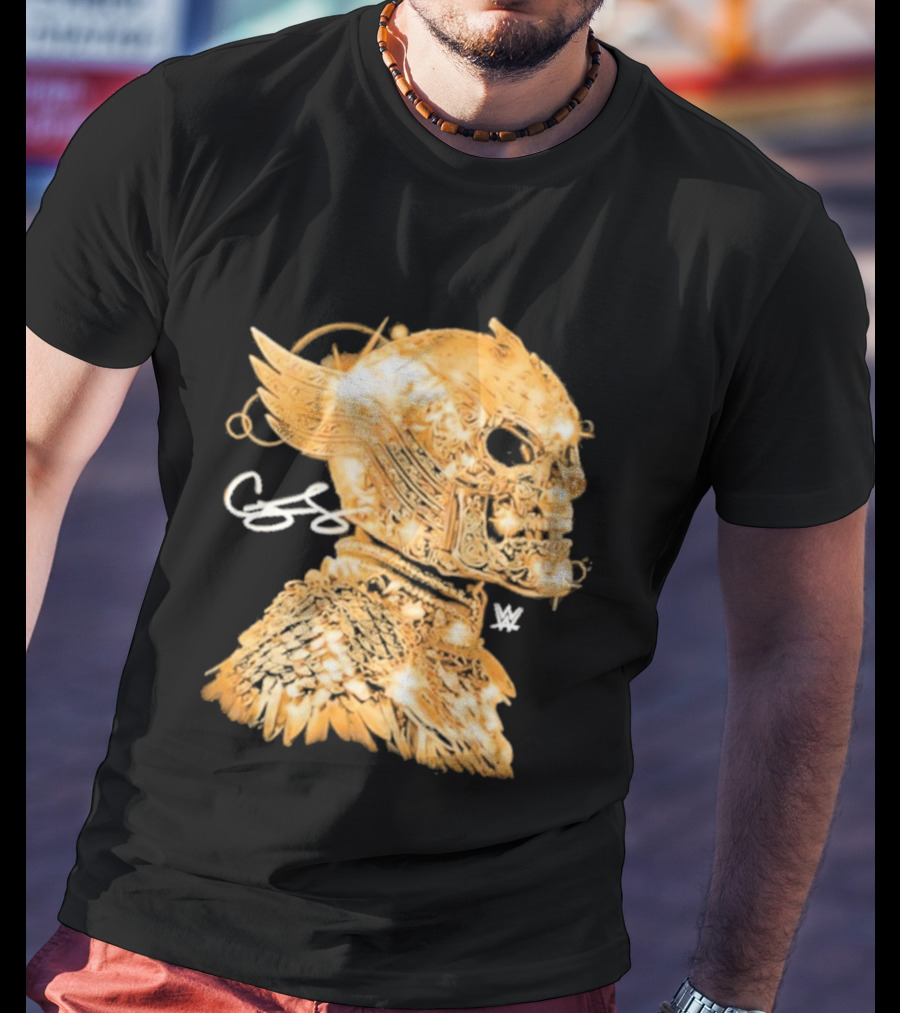 Cody Rhodes Gold Skull Mask Winged WW T-Shirt