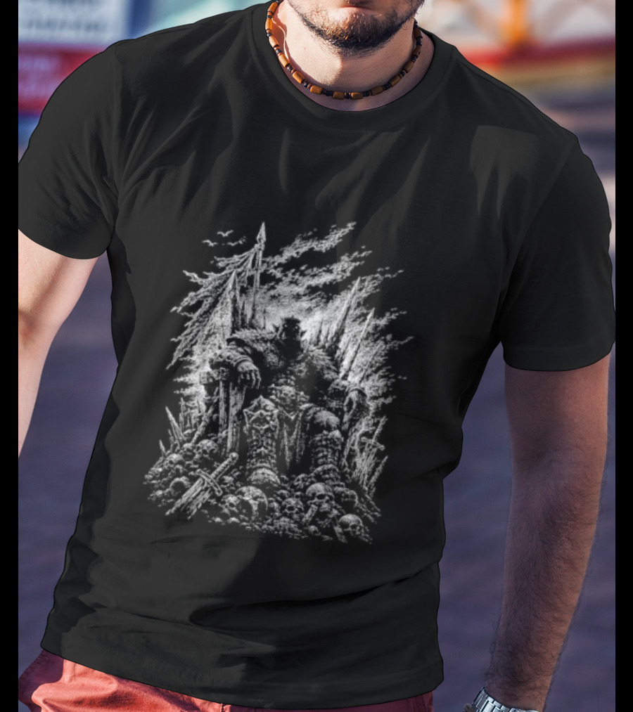 Orc Warlord On Stone Throne Gothic Metal Fantasy Intricate T-Shirt