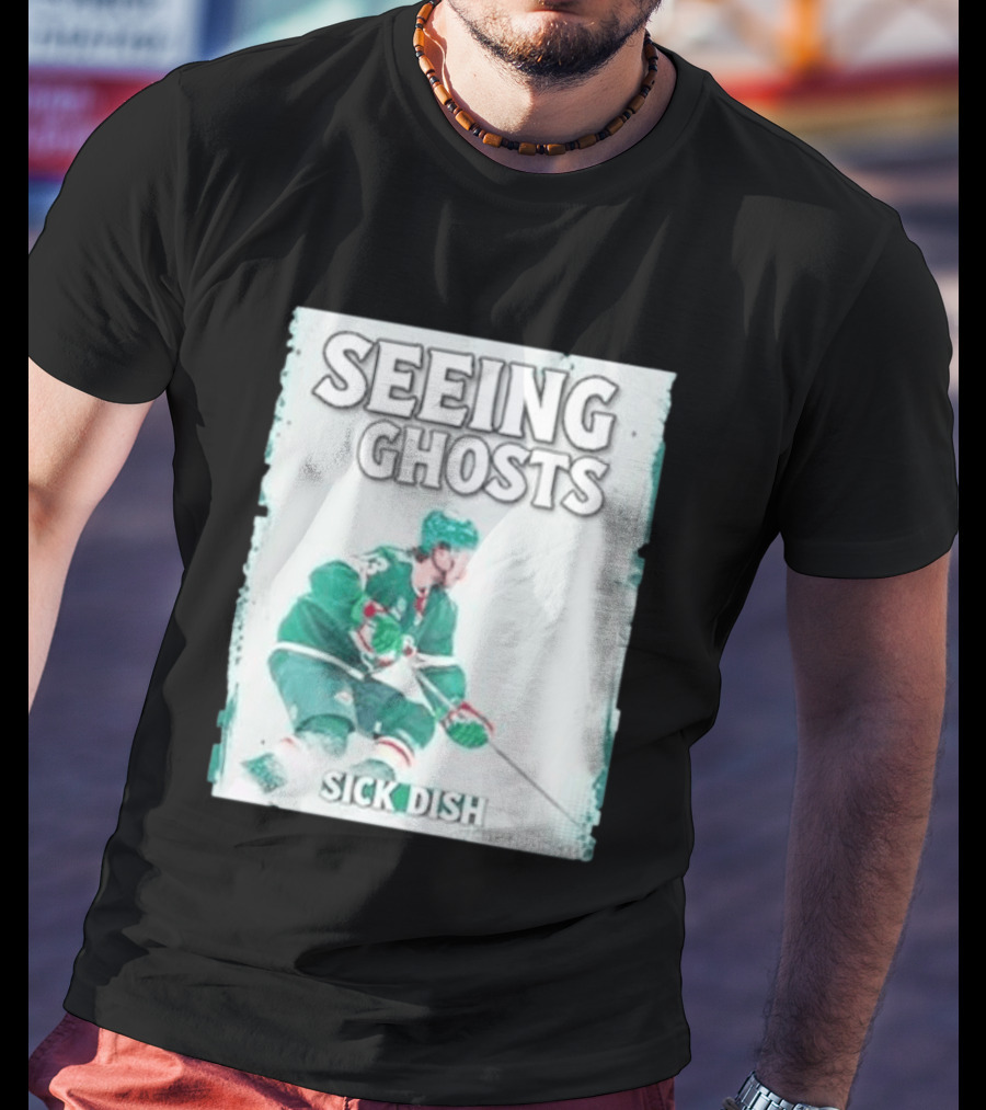 Seeing Ghosts Quinn Hughes Sick Dish Hockey T-Shirt