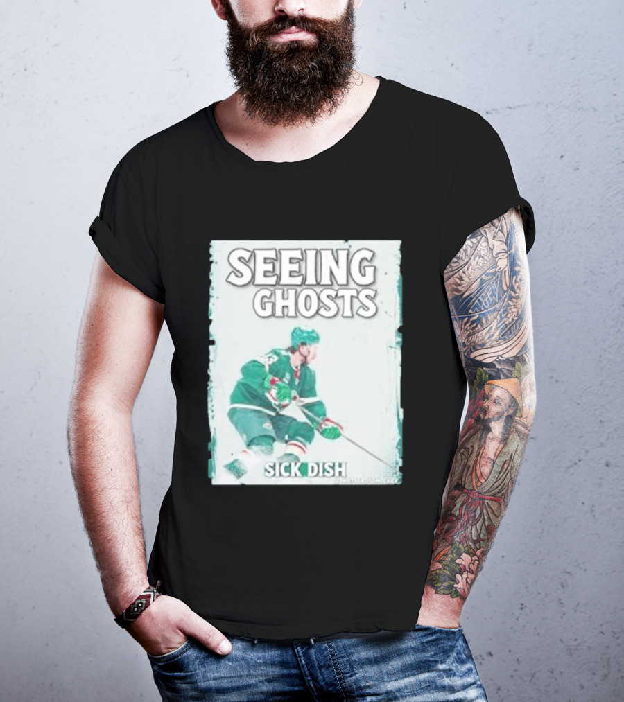 Seeing Ghosts Quinn Hughes Sick Dish Hockey T-Shirt