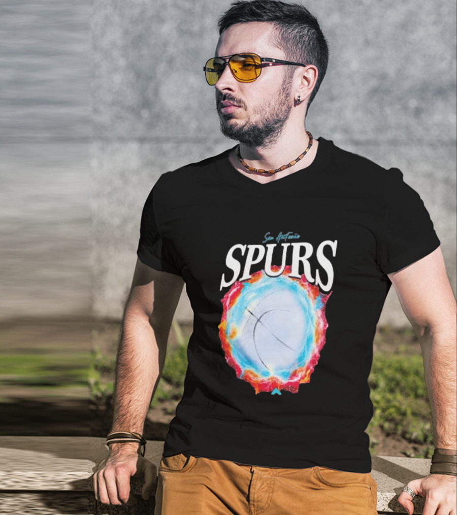 San Antonio Spurs Basketball Fire Ice Burst T-Shirt