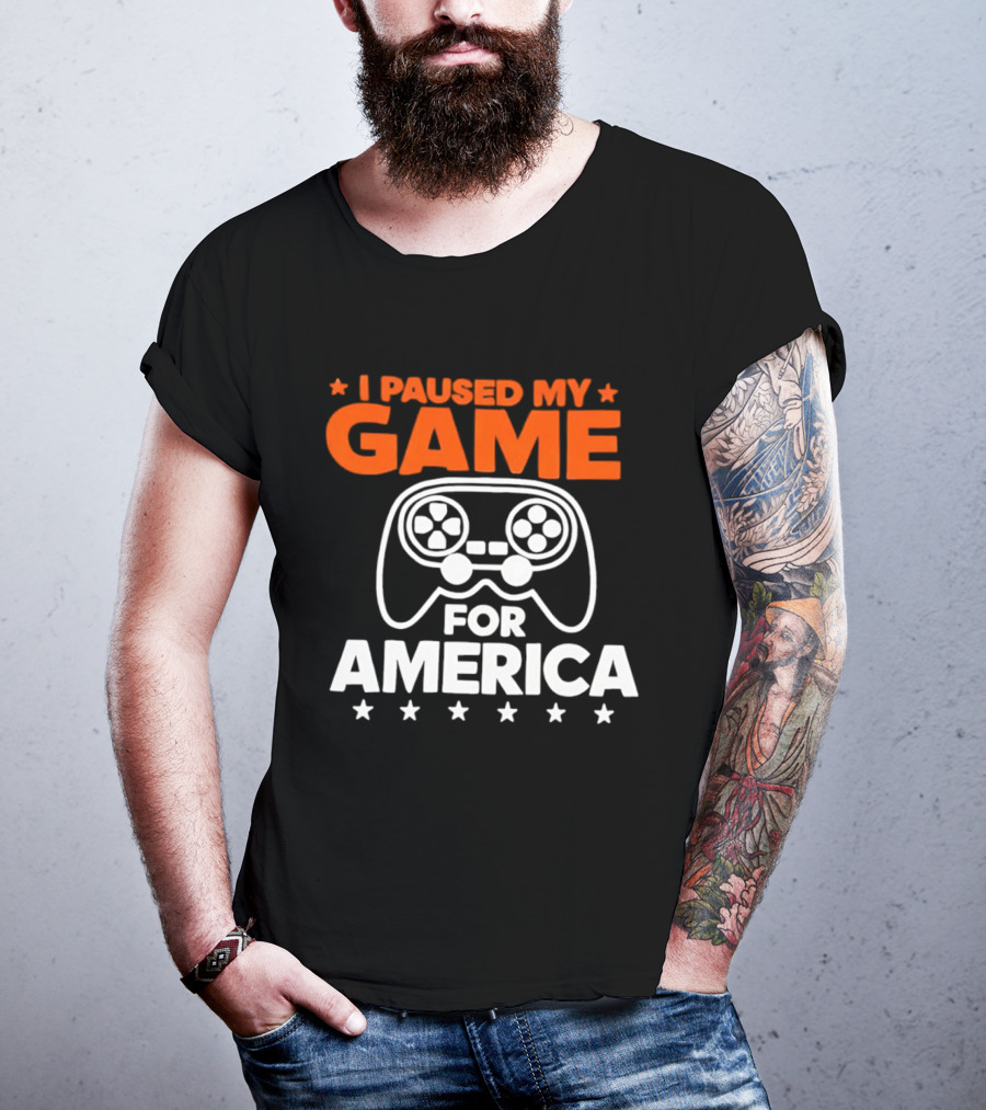 I Paused My Game For America Video Game Controller Stars T-Shirt