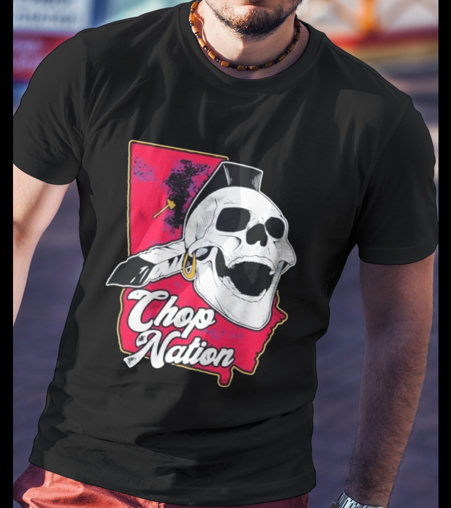 Atlanta Braves Chop Nation Skull Tomahawk Chop T-Shirt