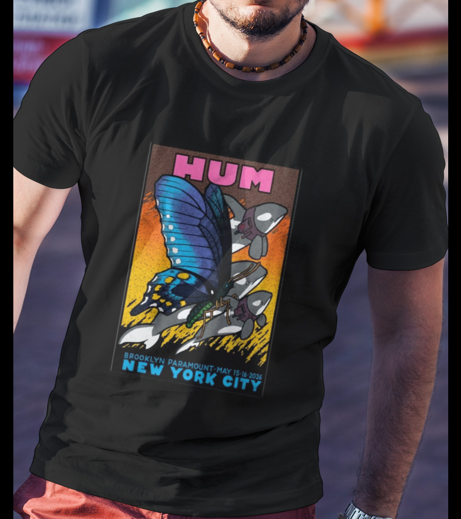 HUM Brooklyn Paramount May 15 16 2026 New York City Butterfly And Spaceships T-Shirt
