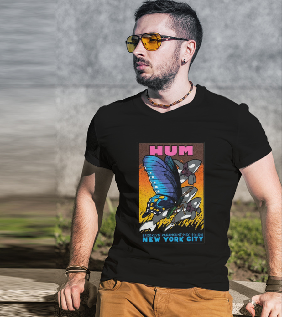 HUM Brooklyn Paramount May 15 16 2026 New York City Butterfly And Spaceships T-Shirt