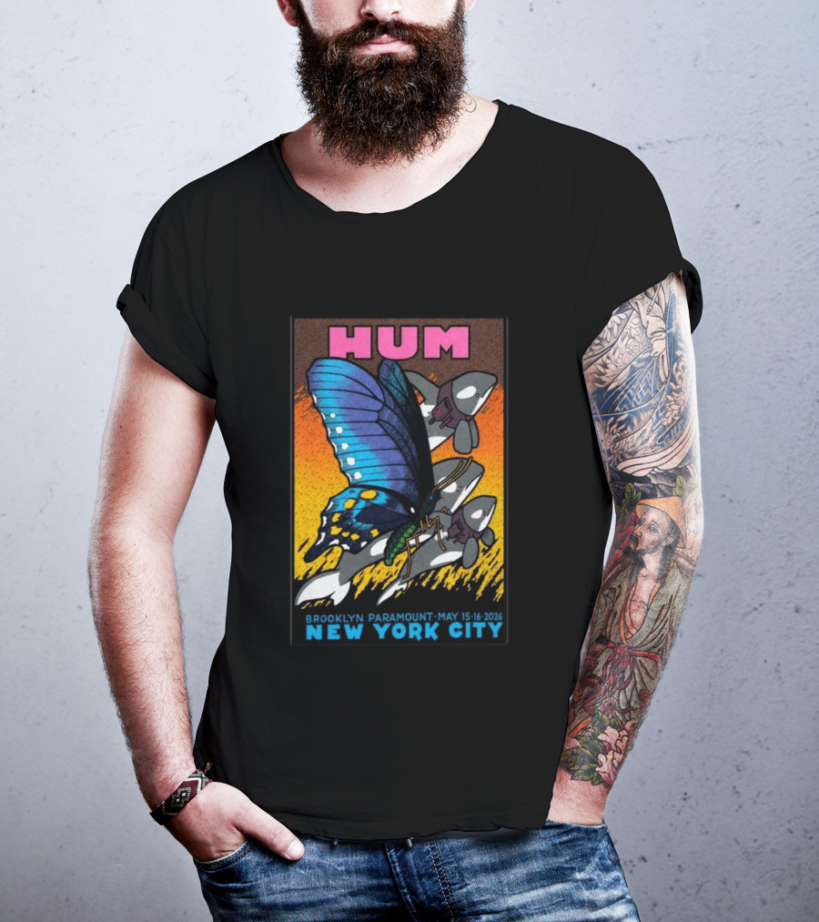 HUM Brooklyn Paramount May 15 16 2026 New York City Butterfly And Spaceships T-Shirt