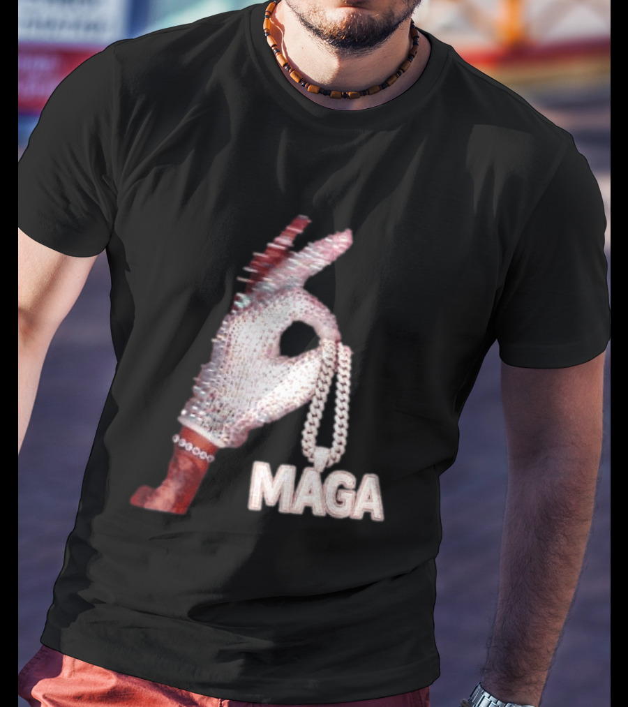 MAGA Iceman Hand Gesture With Diamond Encrusted Jewelry T-Shirt