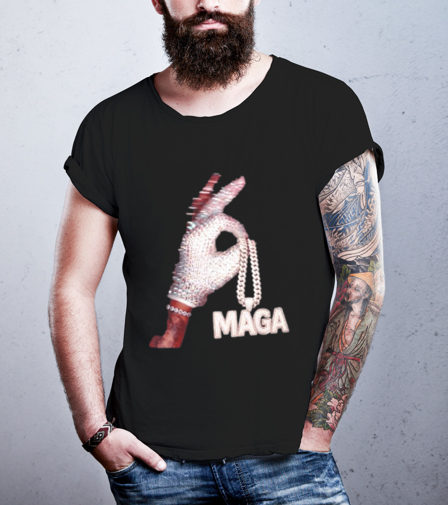 MAGA Iceman Hand Gesture With Diamond Encrusted Jewelry T-Shirt