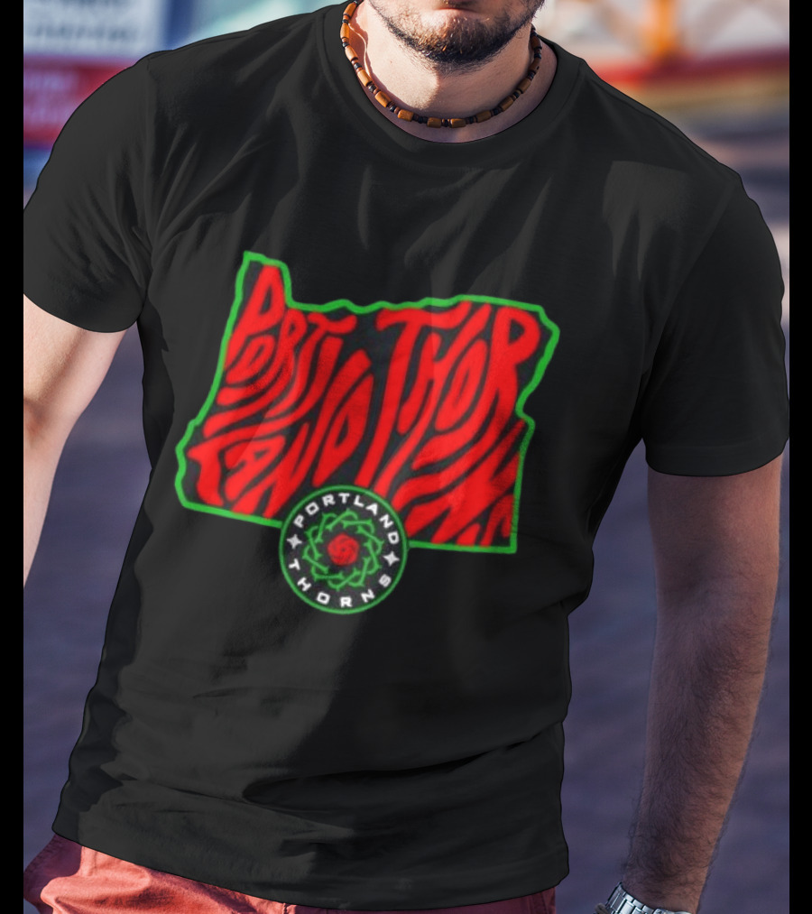 Portland Thorns FC NWSL Oregon State Map Groovy T-Shirt
