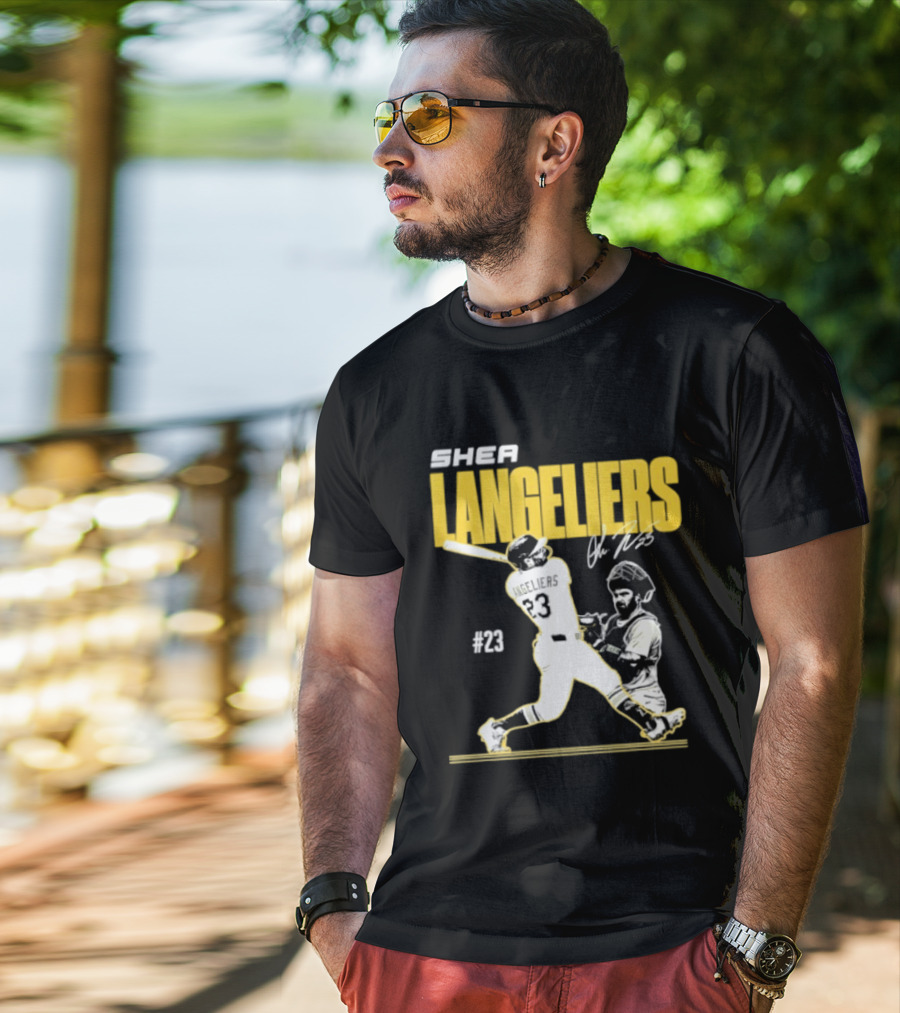 Shea Langeliers 23 Athletics Baseball Slugger Swing Signature T-Shirt