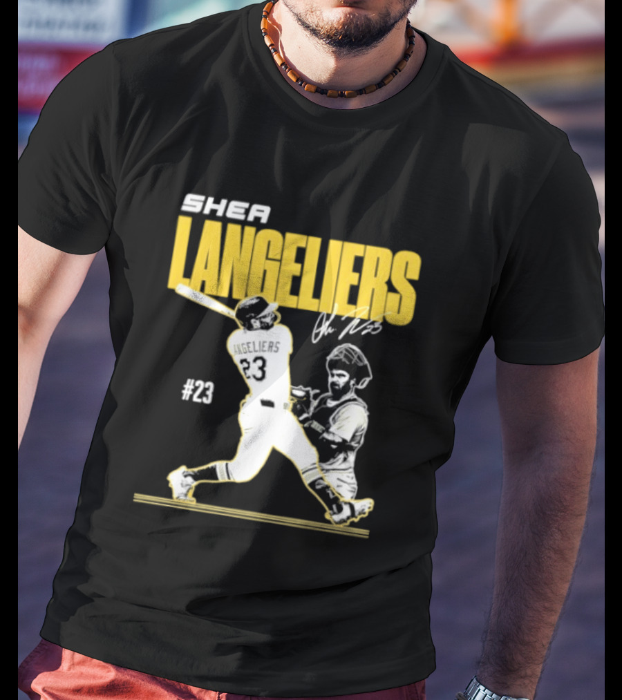 Shea Langeliers 23 Athletics Baseball Slugger Swing Signature T-Shirt