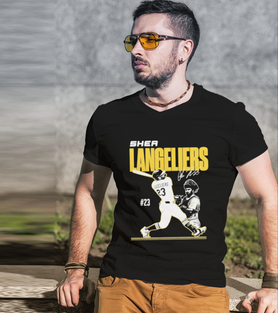 Shea Langeliers 23 Athletics Baseball Slugger Swing Signature T-Shirt