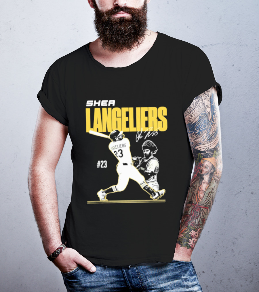 Shea Langeliers 23 Athletics Baseball Slugger Swing Signature T-Shirt