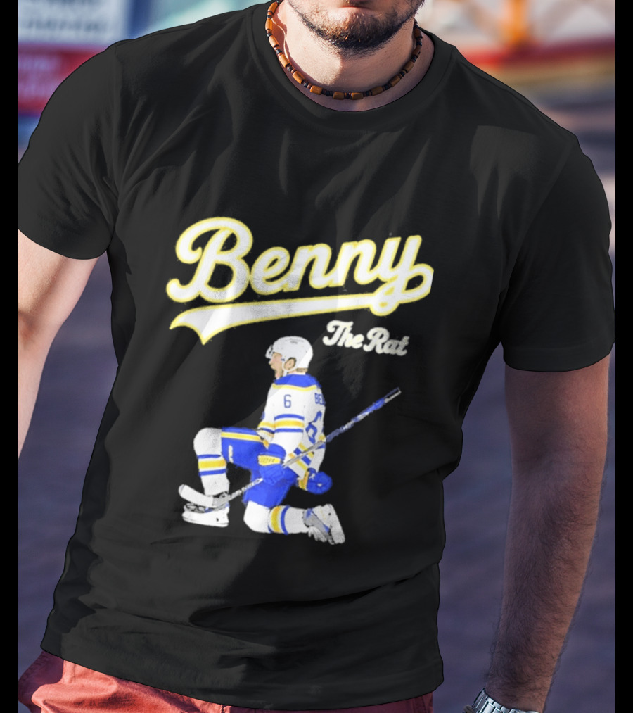 Benny The Rat Buffalo Sabres Number 6 Hockey Player Kneeling T-Shirt