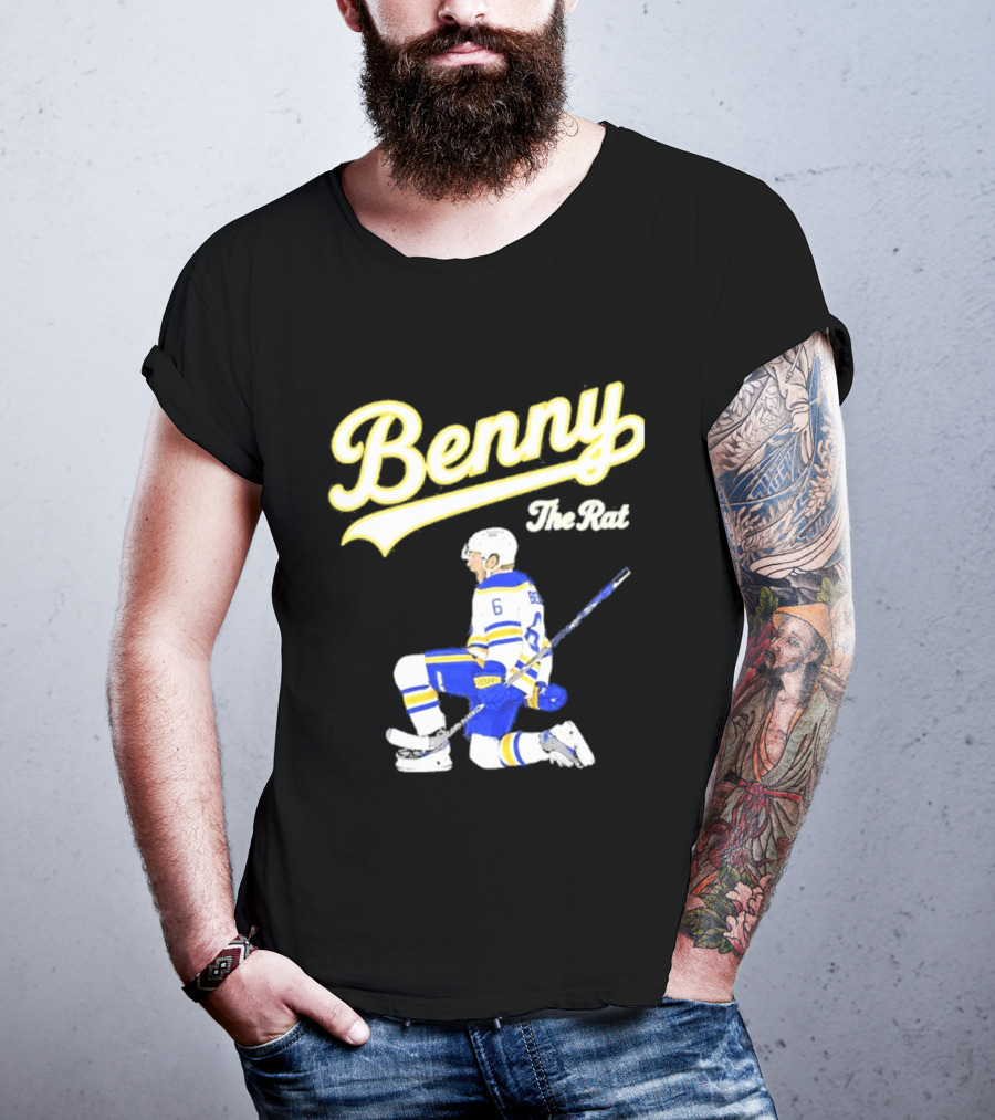 Benny The Rat Buffalo Sabres Number 6 Hockey Player Kneeling T-Shirt