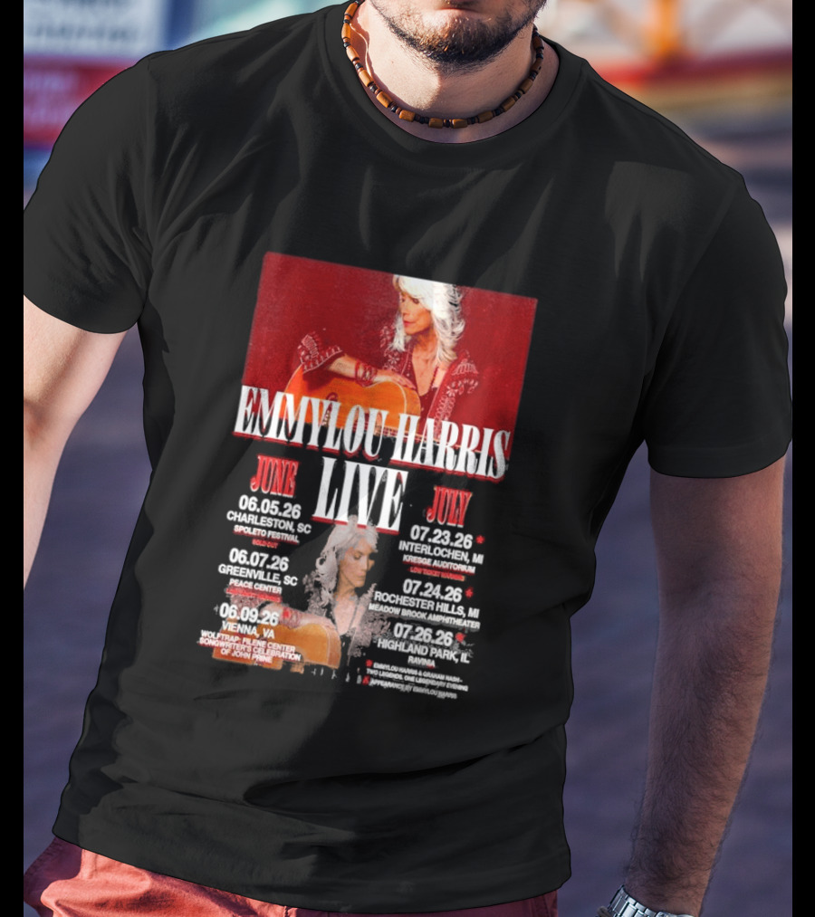 Emmylou Harris Live World Tour June July 2026 Dates And Locations T-Shirt