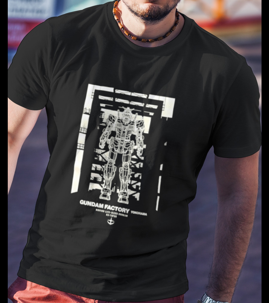 Yokohama Gundam Factory RX 78F00 Mobile Suit White Blueprint T-Shirt