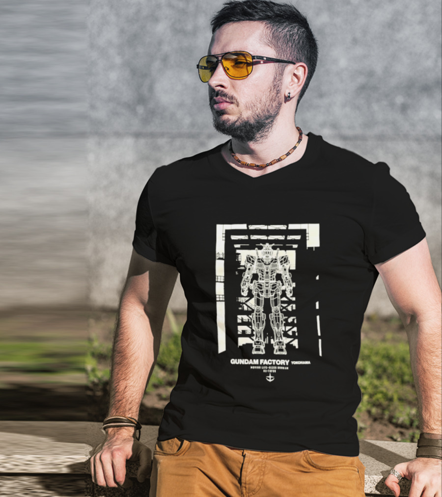 Yokohama Gundam Factory RX 78F00 Mobile Suit White Blueprint T-Shirt