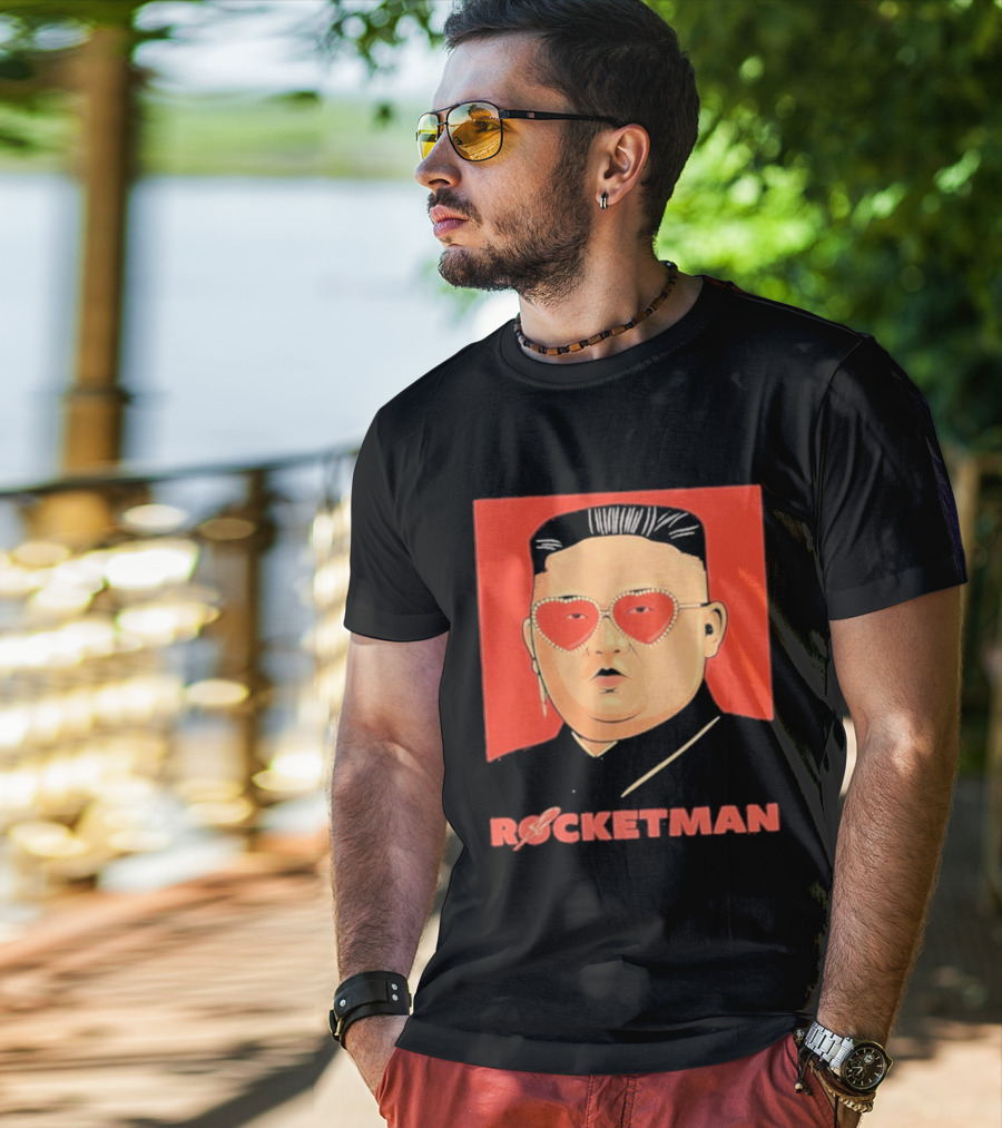 Kim Jong Un Heart Sunglasses Rocketman Meme T-Shirt
