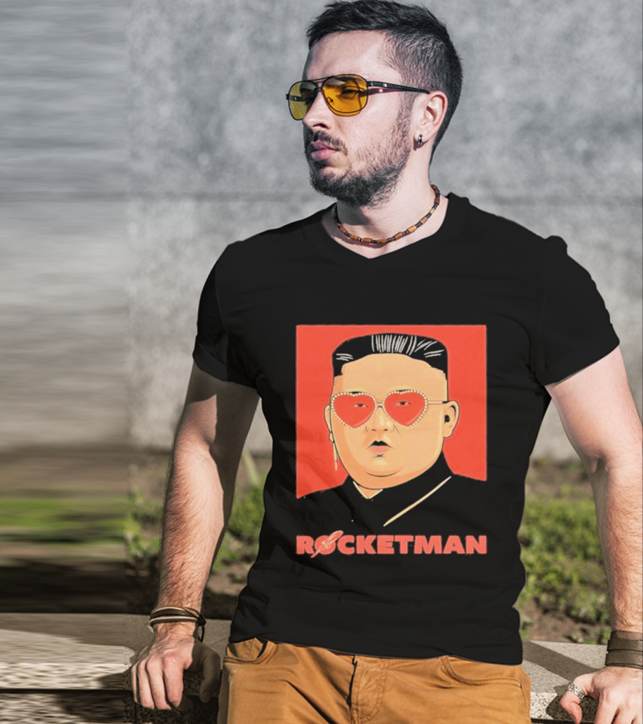 Kim Jong Un Heart Sunglasses Rocketman Meme T-Shirt