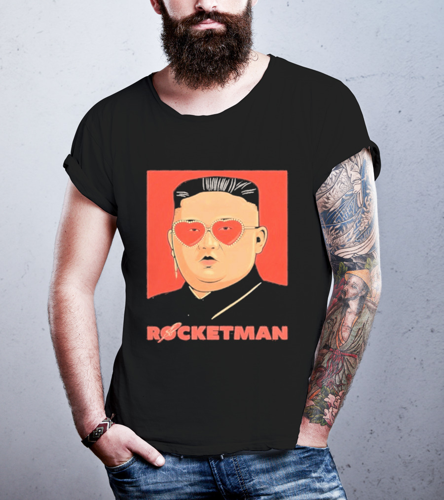 Kim Jong Un Heart Sunglasses Rocketman Meme T-Shirt