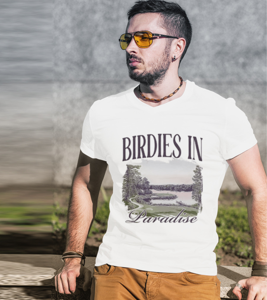 Birdies In Paradise Lake Pocket T-Shirt