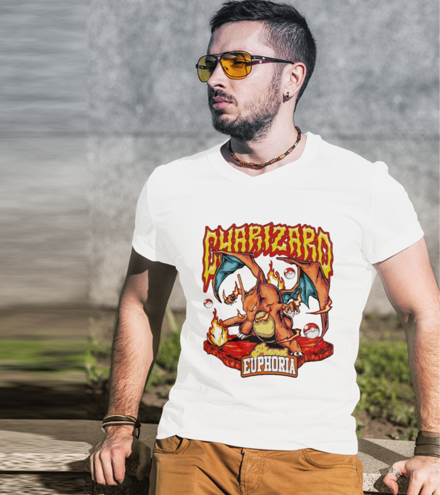 Charizard Flame Dragon Planet Euphoria Iconic Pokémon Battle T-Shirt